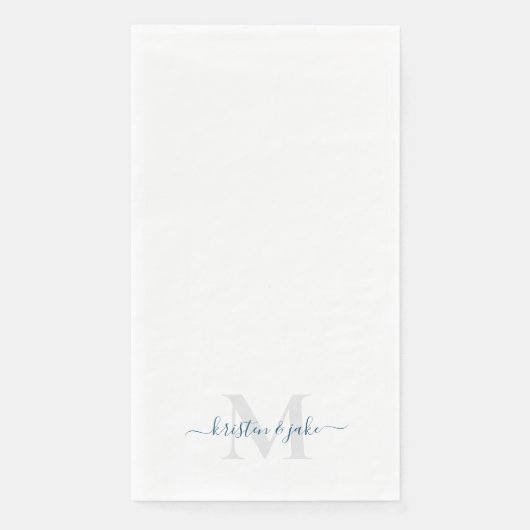 Serviette En Papier Monogramme en vert sarcelle élégant et simple avec (Devant)