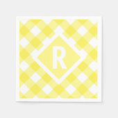 Serviette En Papier Monogramme En vichy jaune rustique (Devant)