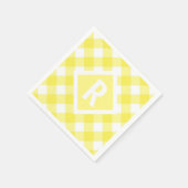 Serviette En Papier Monogramme En vichy jaune rustique (Coin)