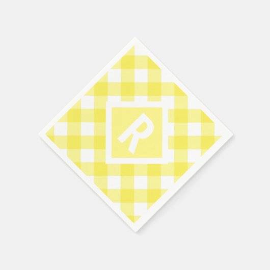 Serviette En Papier Monogramme En vichy jaune rustique (Coin)