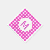 Serviette En Papier Monogramme En vichy rose chaud simple (Coin)