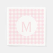Serviette En Papier Monogramme En vichy rose pâle simple (Devant)