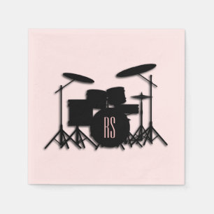 Serviette En Papier Monogramme ensemble de batterie design musical ros