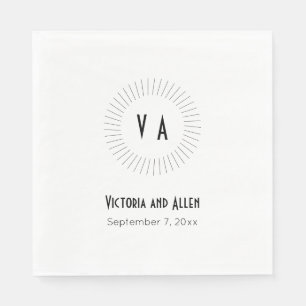 Serviette En Papier Monogramme entouré avec nom et Mariage de date