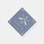 Serviette En Papier Monogramme et flèches bleu poussiéreux Mariage (Coin)