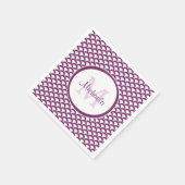 Serviette En Papier Monogramme et nom des pétoncles violets et blancs  (Coin)