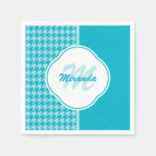 Serviette En Papier Monogramme et nom du pied de muscade turquoise mod