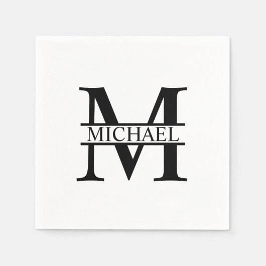 Serviette En Papier Monogramme et nom personnalisés (Devant)