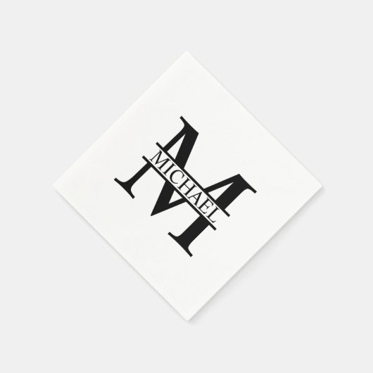 Serviette En Papier Monogramme et nom personnalisés (Coin)