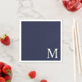 Serviette En Papier Monogramme et nom personnalisés bleu marine (En situation)