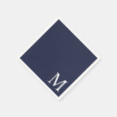 Serviette En Papier Monogramme et nom personnalisés bleu marine (Coin)