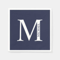 Monogramme et nom personnalisés bleu marine