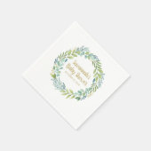 Serviette En Papier Monogramme Eucalyptus Baby shower de couronne vert (Coin)