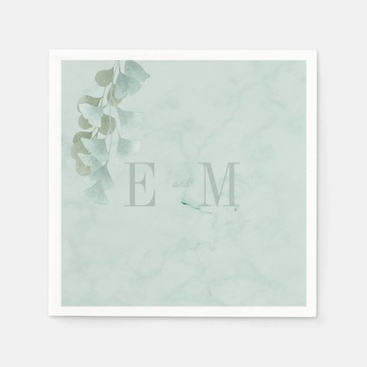 Serviette En Papier Monogramme Eucalyptus Foliage Chic Mariage (Devant)