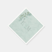 Serviette En Papier Monogramme Eucalyptus Foliage Chic Mariage (Coin)