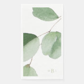 Serviette En Papier Monogramme Eucalyptus Gras Aquarelle  (Devant)