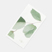 Serviette En Papier Monogramme Eucalyptus Gras Aquarelle  (Coin)