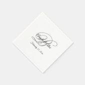 Serviette En Papier Monogramme fantaisie noir blanc et gris (Coin)