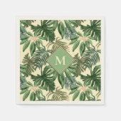 Serviette En Papier Monogramme Feuille de palme tropicale (Devant)