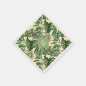 Serviette En Papier Monogramme Feuille de palme tropicale (Coin)