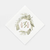 Serviette En Papier Monogramme Feuille de palmier vert (Coin)