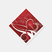 Serviette En Papier Monogramme Fille Rouge & Blanc Coeur Et Flore (Coin)