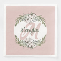 Monogramme Fleur de coton Foliage Design minimal