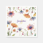 Serviette En Papier Monogramme Fleur sauvage colorée illustrée (Devant)