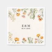 Serviette En Papier Monogramme Fleur sauvage de prairie Boho mariage d (Devant)