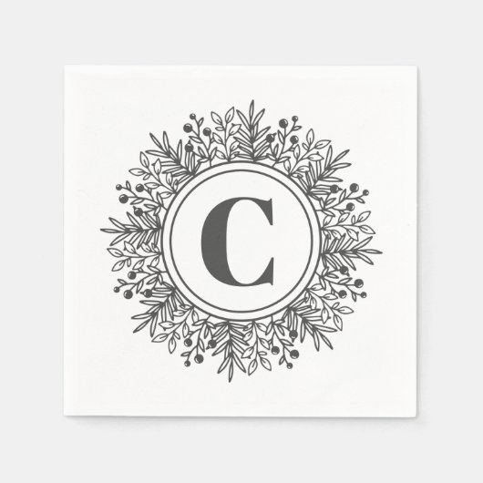 Serviette En Papier Monogramme flocon de Noël de Noël (Devant)