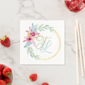 Serviette En Papier Monogramme floral (En situation)