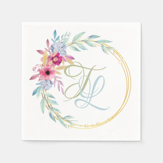 Serviette En Papier Monogramme floral (Devant)