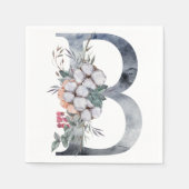 Serviette En Papier Monogramme floral bleu initial B (Devant)