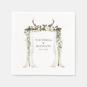Serviette En Papier Monogramme floral boho campagne de bois de cerf ru