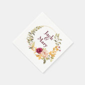 Serviette En Papier Monogramme floral de Bourgogne (Coin)