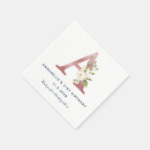 Serviette En Papier Monogramme floral initial  Anniversaire 21 ans Ros (Coin)