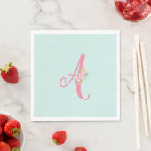 Serviette En Papier Monogramme floral initial personnalisé (En situation)