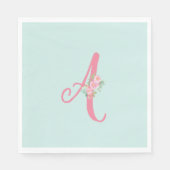 Serviette En Papier Monogramme floral initial personnalisé (Devant)