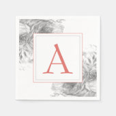 Serviette En Papier Monogramme Floral Mariage Élégant Moderne (Devant)