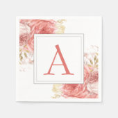 Serviette En Papier Monogramme Floral Mariage Élégant Moderne (Devant)