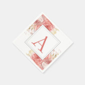 Serviette En Papier Monogramme Floral Mariage Élégant Moderne (Coin)