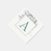 Serviette En Papier Monogramme Floral Mariage Élégant Moderne (Coin)