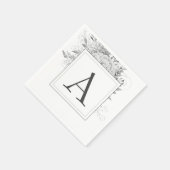 Serviette En Papier Monogramme Floral Mariage Élégant Moderne (Coin)