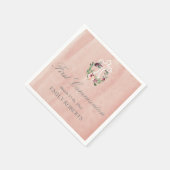 Serviette En Papier monogramme floral marsala brune première communion (Coin)