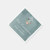 Serviette En Papier monogramme floral marsala marine première communio (Coin)