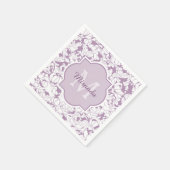 Serviette En Papier Monogramme Floral Moderne Avec Nom (Coin)