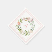Serviette En Papier Monogramme floral rose pâle Mariage élégant (Coin)