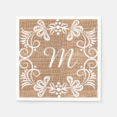 Serviette En Papier Monogramme Floral Russe Burlap Initiale (Devant)