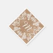 Serviette En Papier Monogramme Floral Russe Burlap Initiale (Coin)