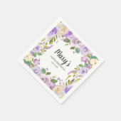 Serviette En Papier Monogramme floral violet 100e fête d'anniversaire (Coin)